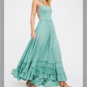FREE PEOPLE Extratropical Smocked Halter Cutouts Back Maxi Dress Xs M L